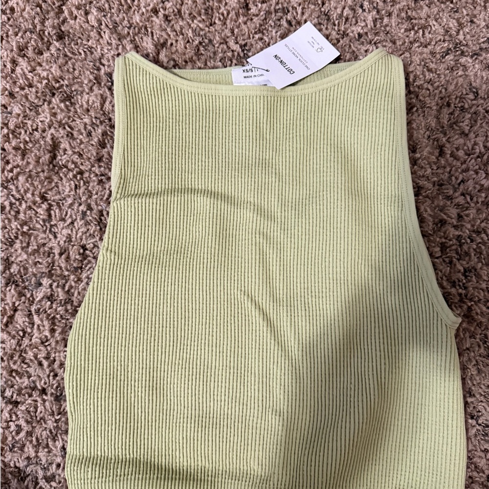 Cotton On Women's Ribbed Tank Top - Light Green